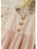 Blush Pink Cotton Knee Length Flower Girl Dress 